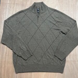 Dockers Mens Medium  Quarter Zip Pullover Sweater Olive Green Acrylic Size M